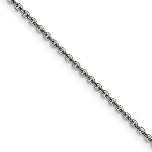 2.3mm Stainless Steel Polished Cable Chain Necklace, 20 Inch